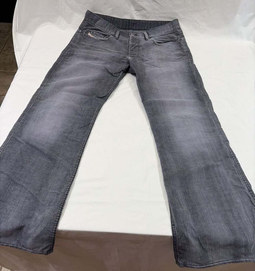 Vintage Diesel Industry Ravix Corduroy Button Fly Jeans Gray Size 34